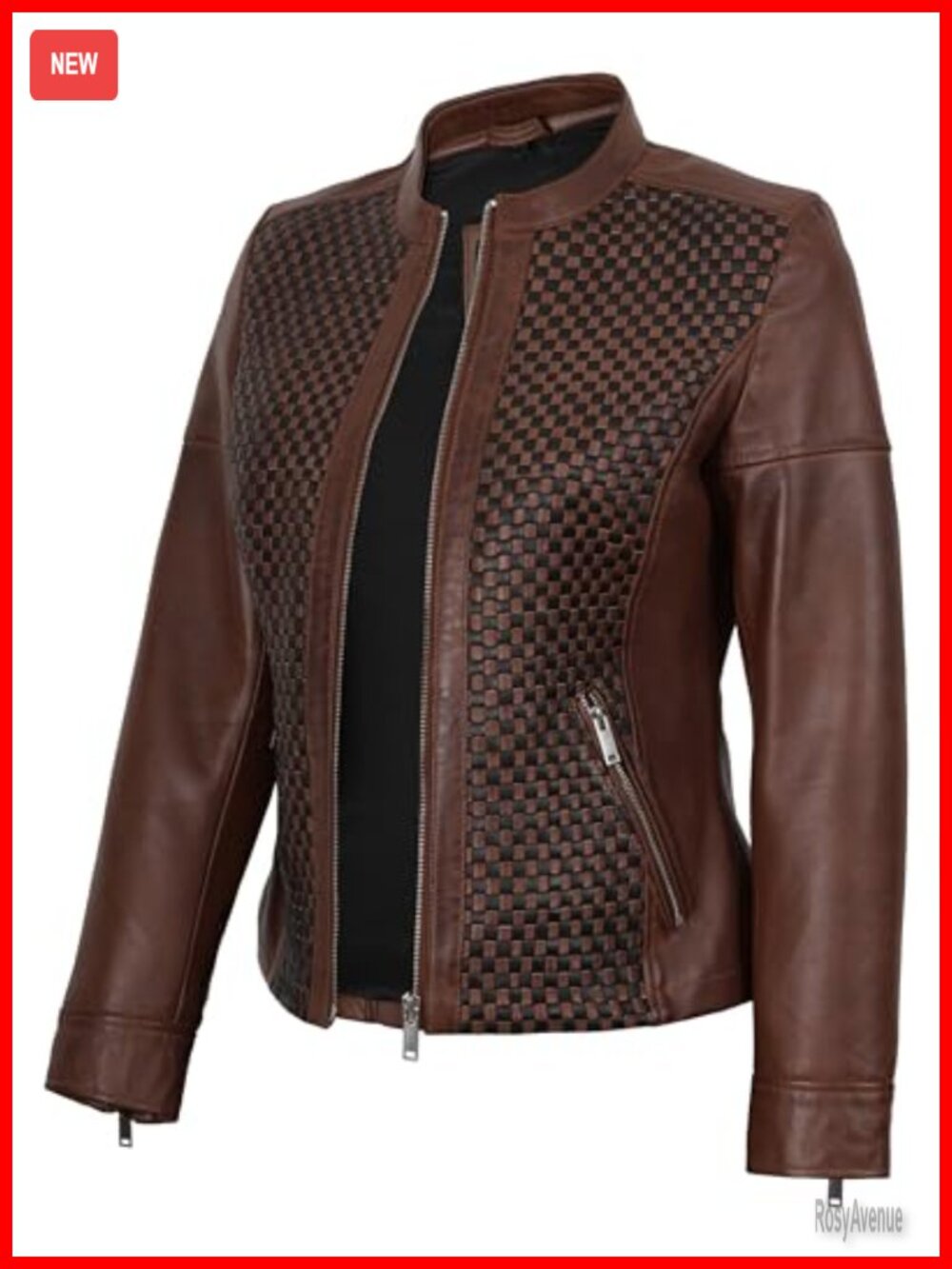 Genuine Lambskin Leather Jacket Cafe Racer Biker Moto Zip Women